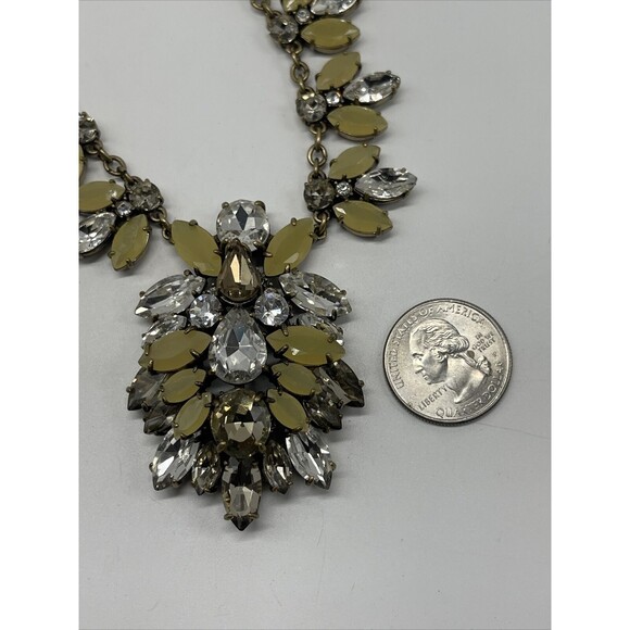 J Crew Neutral￼ Colored Crystal Large Medallion Continuous Statement Necklace - Picture 11 of 11